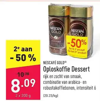 ALDI Nescafé Gold Oploskoffie Dessert 2e Aan -50% aanbieding