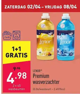 ALDI Lenor Premium Wasverzachter 1+1 Gratis aanbieding