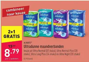 ALDI Always Ultradunne Maandverbanden aanbieding