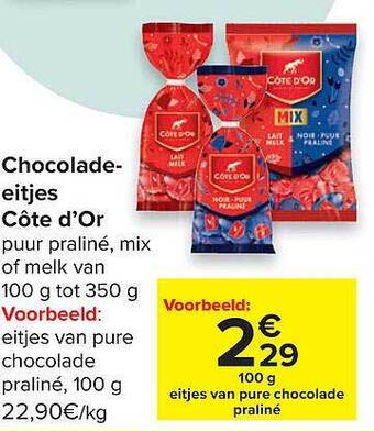 Carrefour Chocolade- Eitjes Côte D'or aanbieding