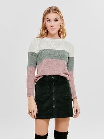 Berca Shoes Only Trui Geena Block Pullover - Groen aanbieding