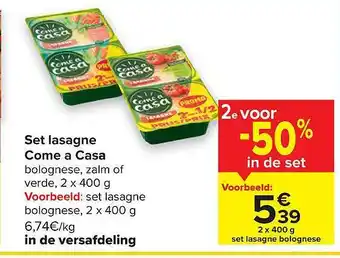 Carrefour Set Lasagne Come A Casa 2e Voor -50% In De Set aanbieding