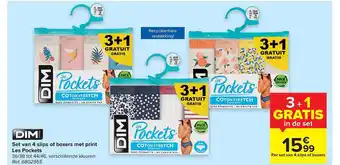 Carrefour Set Van 4 Slips Of Boxers Met Print Les Pockets Dim 3+1 Gratis aanbieding