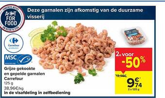 Carrefour Grijze Gekookte En Gepelde Garnalen Carrefour aanbieding