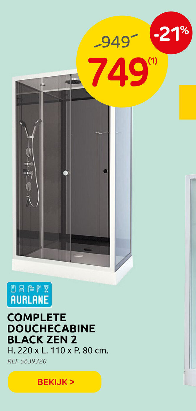 Complete Douchecabine Black Zen 2 promotie bij Brico