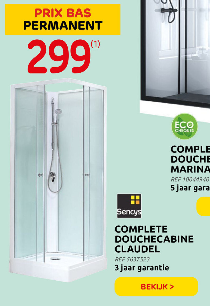 Complete Douchecabine Claudel promotie bij Brico
