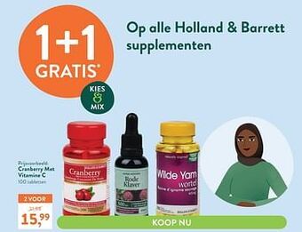 Holland & Barrett Cranberry met vitamine c aanbieding