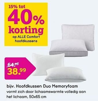 Leen Bakker Hoofdkussen duo memoryfoam aanbieding