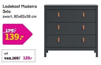 Leen Bakker Ladekast madeira 3xla aanbieding