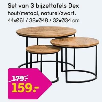 Leen Bakker Set van 3 bijzettafels dex aanbieding