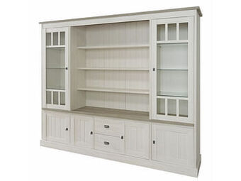 Deba Meubelen Vitrinekast YORK - Lariks & crystal oak beige Beige aanbieding