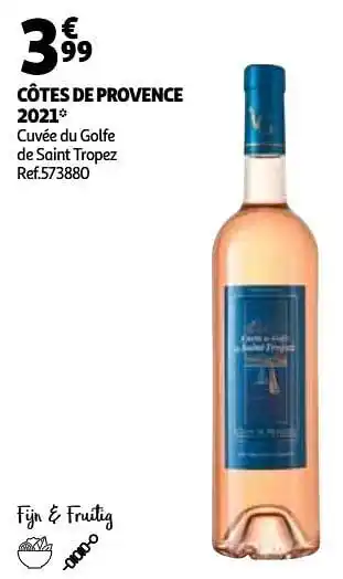 Auchan Côtes de provence 2021 cuvée du golfe de saint tropez aanbieding