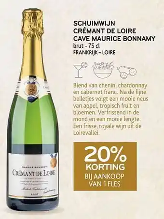 Alvo Schuimwijn crémant de loire cave maurice bonnamy brut 20% korting bij aankoop van 1 fles aanbieding