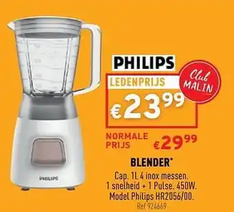 Trafic Blender philips hr2056-00 aanbieding