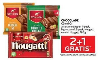 Alvo Chocolade côte d’or 2+1 gratis aanbieding