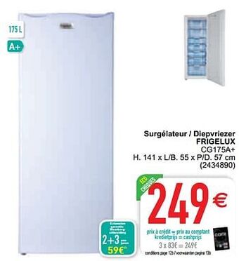 Cora Surgélateur - diepvriezer frigelux cg175a+ aanbieding