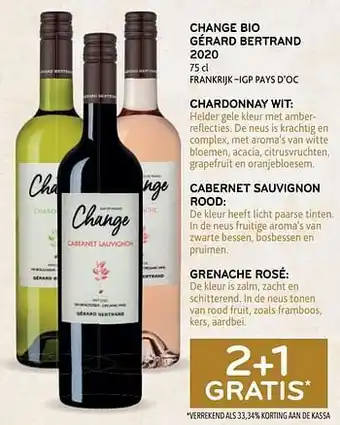 Alvo Change bio gérard bertrand 2020 chardonnay wit + grenache rosé 2+1 gratis aanbieding