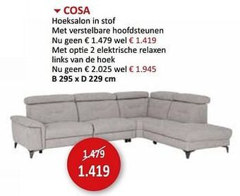 Weba Cosa hoeksalon in stof aanbieding