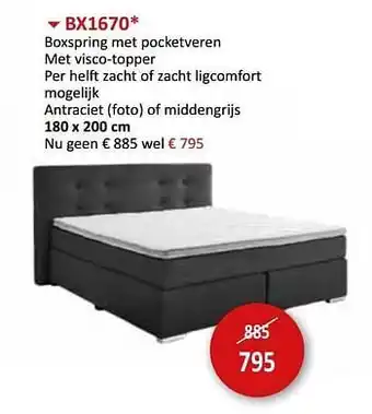 Weba Bx1670 boxspring met pocketveren met visco-topper aanbieding