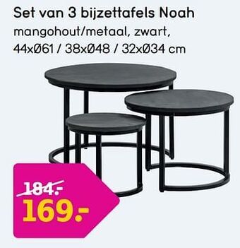 Leen Bakker Set van 3 bijzettafels noah aanbieding