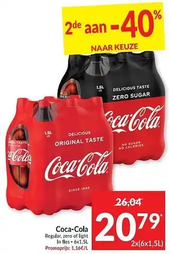 Intermarché Coca-cola regtdar. zero of light ln fles 1.5L aanbieding