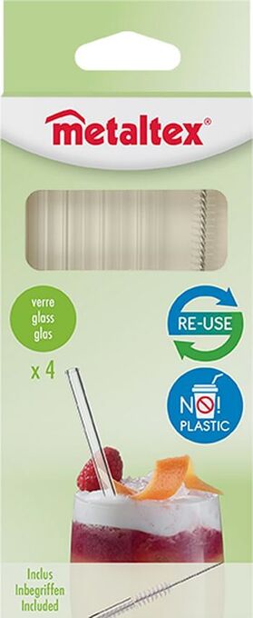 Makro Metaltex Rietjes herbruikbaar 15 cm transparant 4 stuks aanbieding