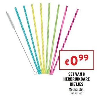 Trafic Set van 8 herbruikbare rietjes aanbieding