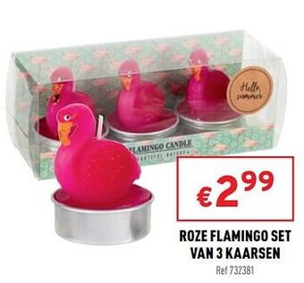 Trafic Roze flamingo set van 3 kaarsen aanbieding
