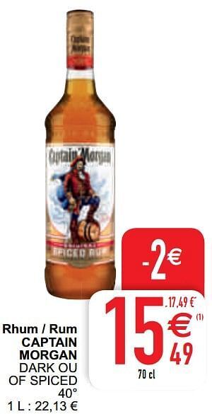 Cora Rhum - rum captain morgan dark ou of spiced 1L aanbieding
