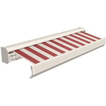 Brico Domasol zonnetent elektrisch ’Factor 30-A’ rood/witte strepen 600 x 300 cm aanbieding