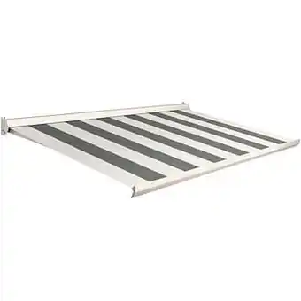 Brico Domasol zonnetent elektrisch ’Factor 10-C’ groen/wit brede strepen 350 x 300 cm aanbieding