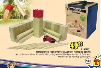 ToyChamp Professionele rubberhouten Kubb set met rode koning 30x9x9cm aanbieding