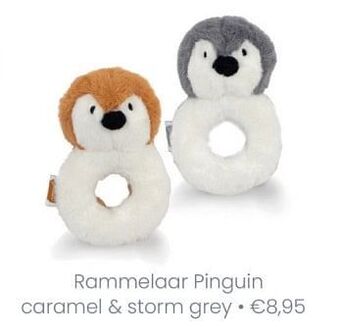 Baby & Tiener Rammelaar pinguin caramel + storm grey aanbieding