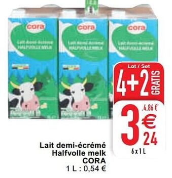 Cora Lait demi-écrémé halfvolle melk cora aanbieding
