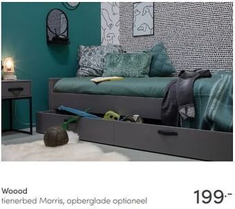 Baby & Tiener Woood tienerbed morris, opberglade optioneel aanbieding