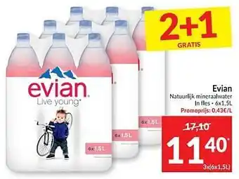 Intermarché Evian natuurlijk mineraalwater ln fies aanbieding