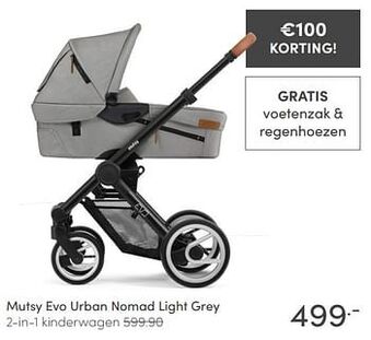 Baby & Tiener Mutsy evo urban nomad light grey 2-in-1 kinderwagen aanbieding
