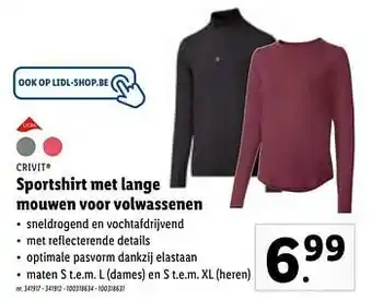 Lidl Sportshirt met lange mouwen voor volwassenen aanbieding