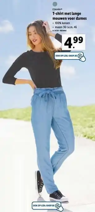 Lidl T-shirt met lange mouwen voor dames aanbieding