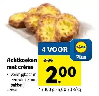 Lidl Achtkoeken met crème 4X100g aanbieding