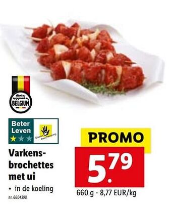 Lidl Varkensbrochettes met ui 660g aanbieding