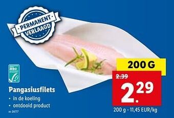 Lidl Pangasiusfilets 200g aanbieding