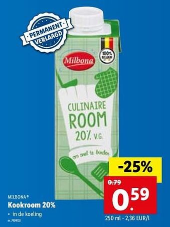 Lidl Kookroom 20% aanbieding