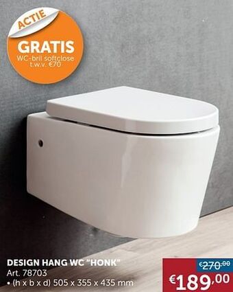 Zelfbouwmarkt Design hang wc honk aanbieding