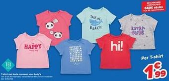 Carrefour T-shirt met korte mouwen voor baby’s aanbieding