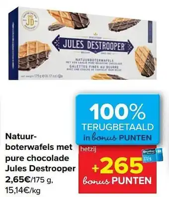 Carrefour Natuurboterwafels met pure chocolade jules destrooper aanbieding