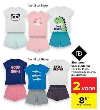 Carrefour Shortama voor kinderen aanbieding