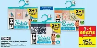 Carrefour Set van 4 slips of boxers met print les pockets aanbieding