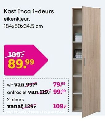 Leen Bakker Kast inca 1-deurs aanbieding