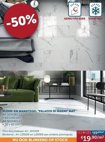 Vloer- en wandtegel palazzo di marmi mat